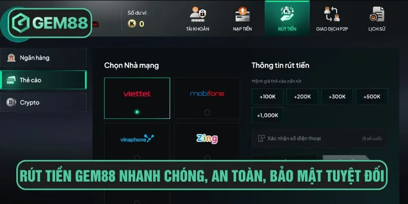 Hướng Dẫn Rút Tiền Gem88 Nhanh, An Toàn, Bảo Mật Tuyệt Đối Rút tiền Gem88